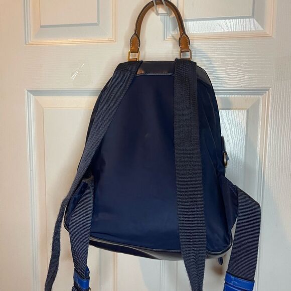 Tory Burch Perry Navy Blue Nylon small backpack royal blue leather trim . main image 8